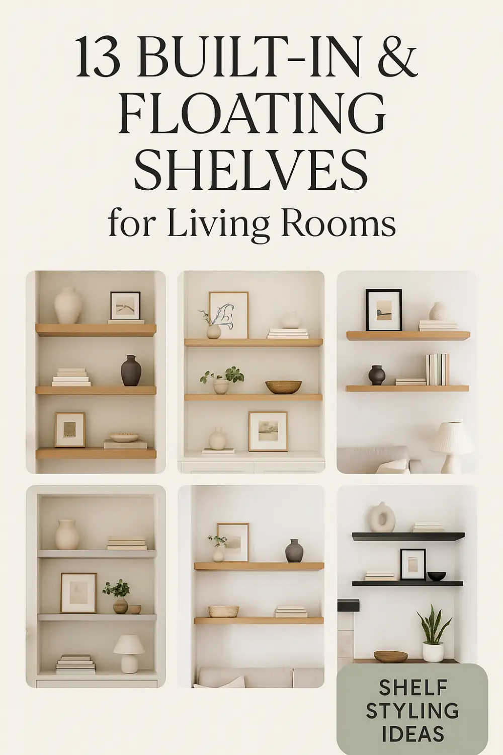 13 Built In & Floating Shelves for Living Rooms