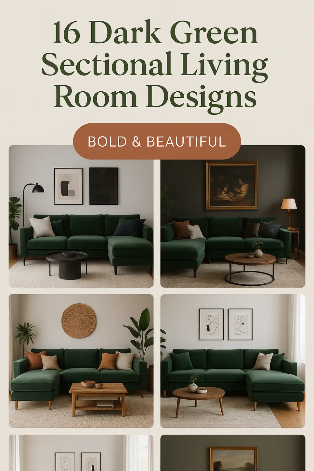 16 Dark Green Sectional Living Room Designs