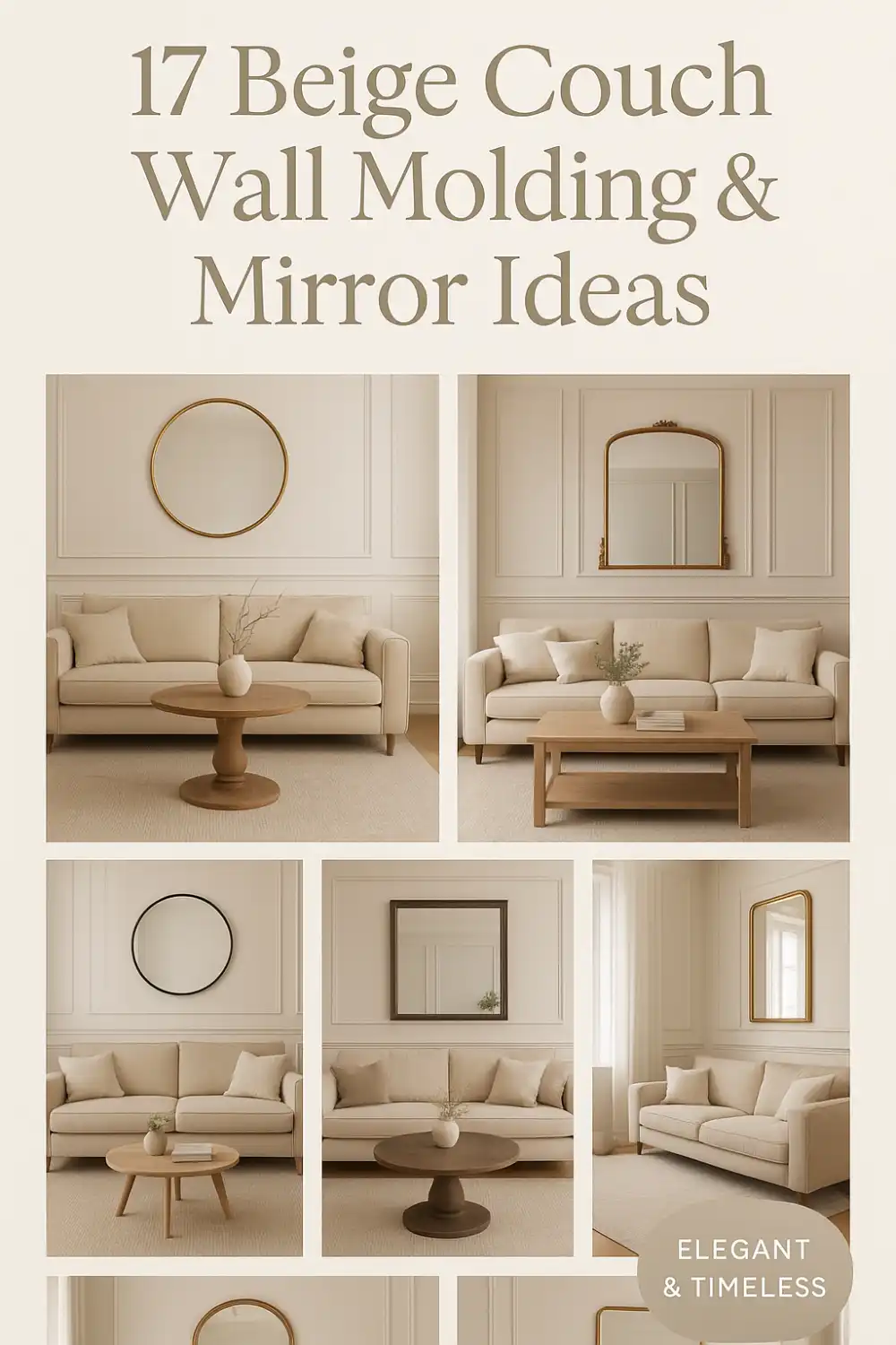 17 Beige Couch Wall Molding & Mirror Ideas