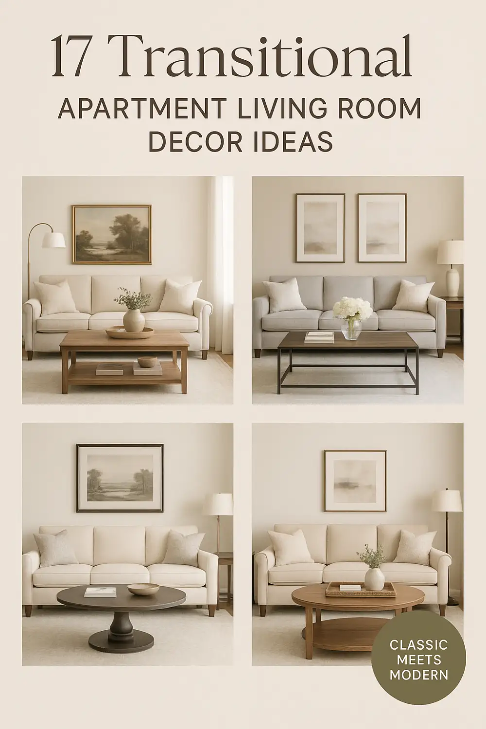 17 Transitional Apartment Living Room Decor Ideas