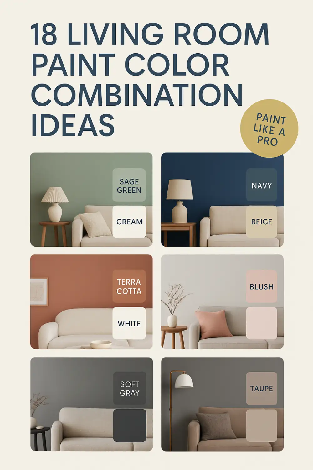 18 Living Room Paint Color Combination Ideas