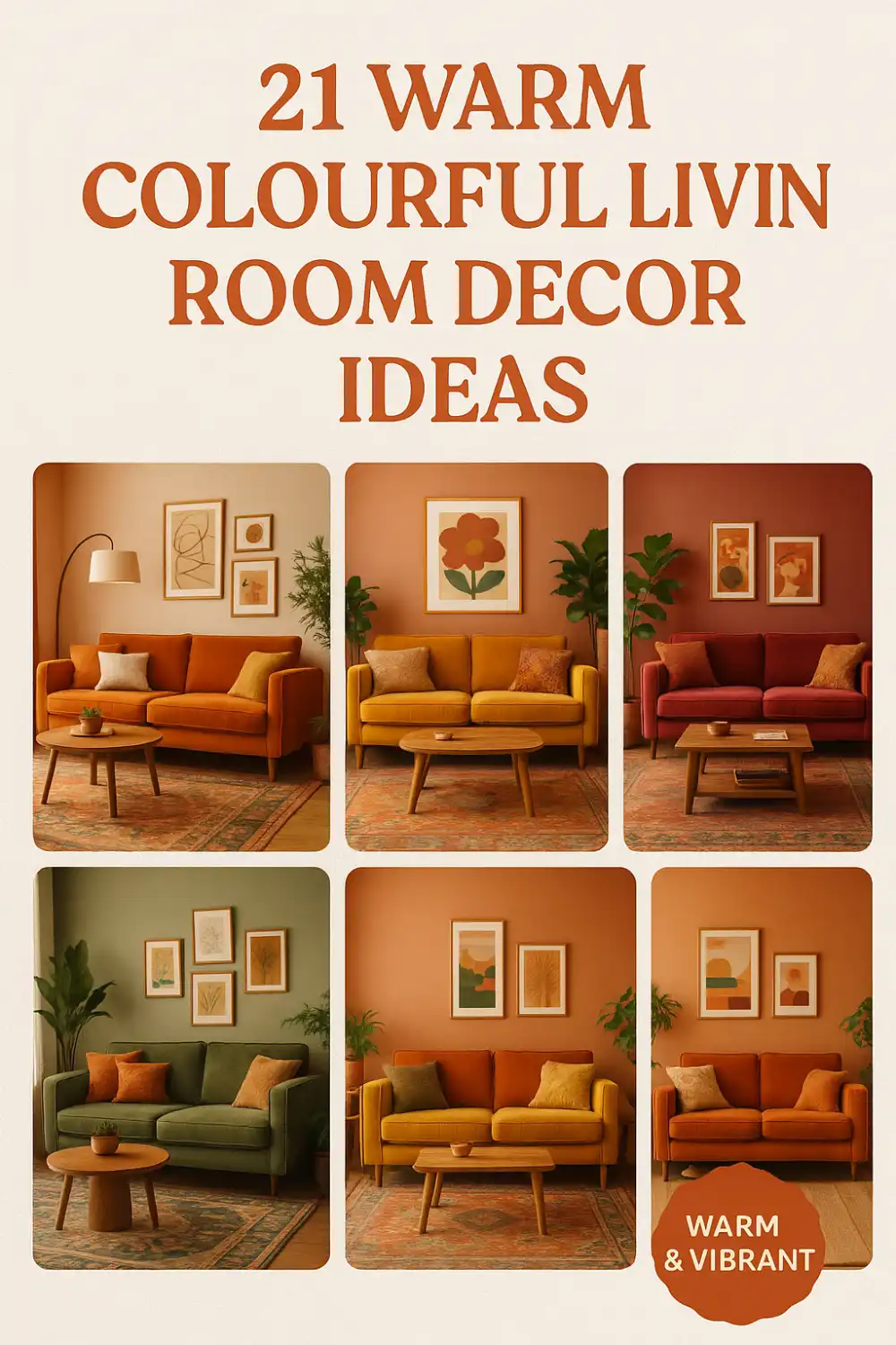 21 Warm Colourful Living Room Decor Ideas