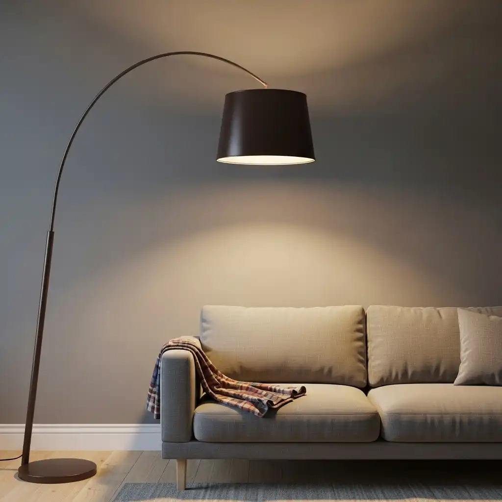 Arc Lamp Over Sofa