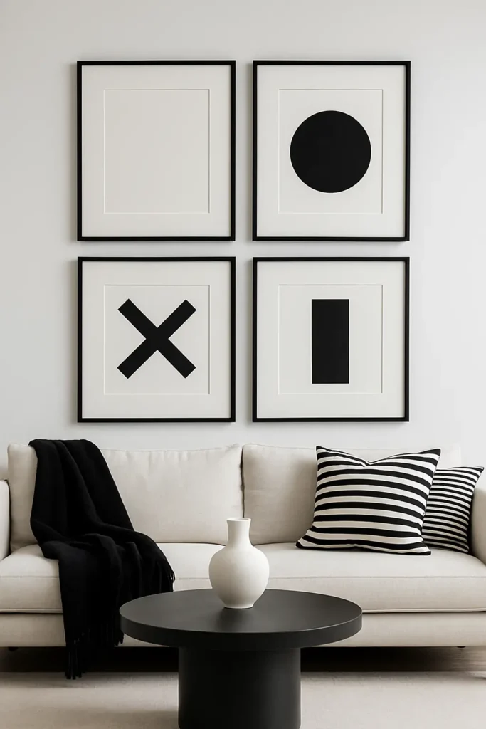 Black and White Accents for Transitional Apartment Living Room Decor