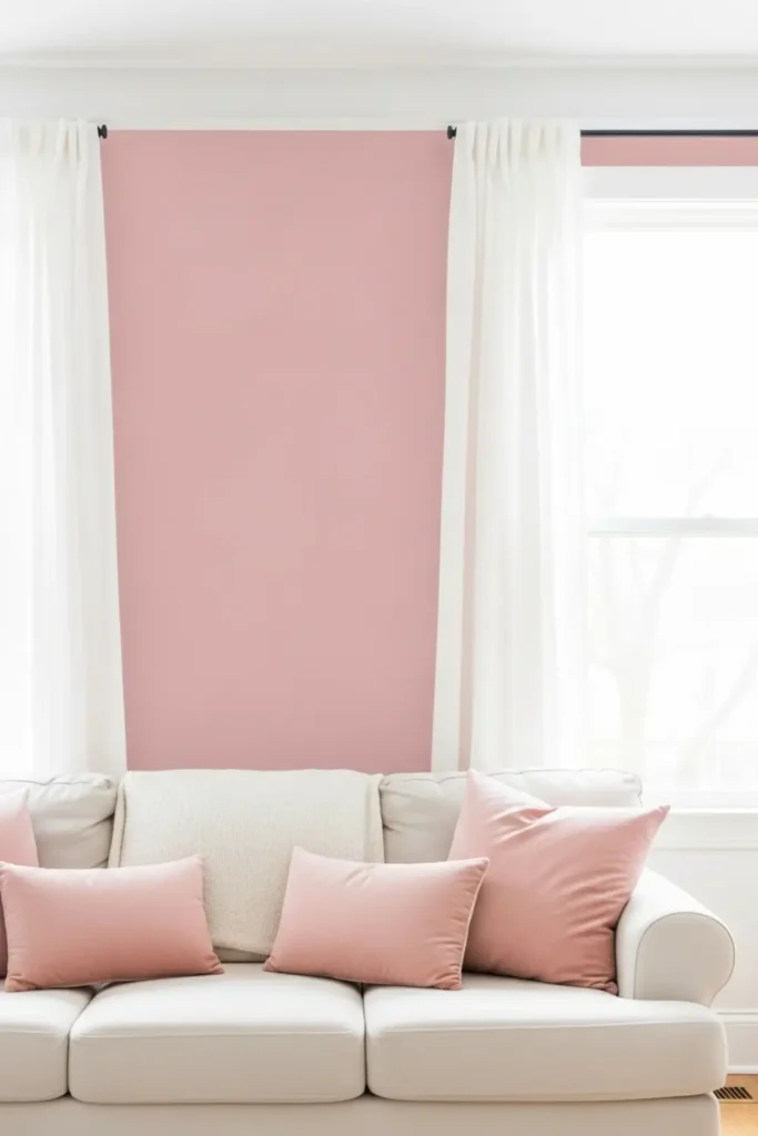 Blush pink and cream cozy living room