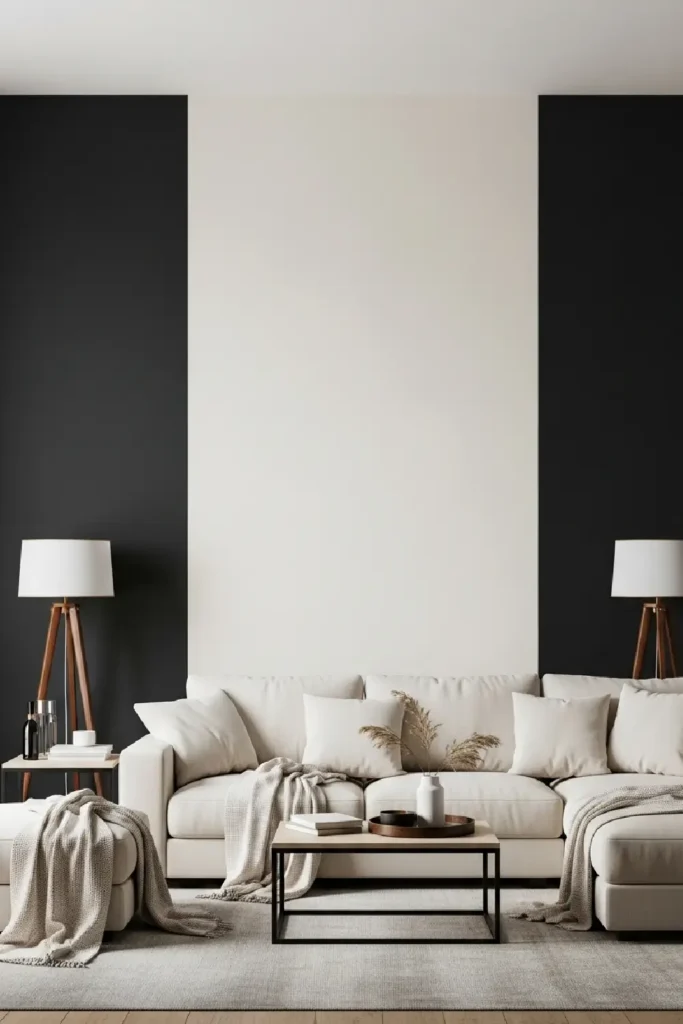Charcoal and cream living room with contrast