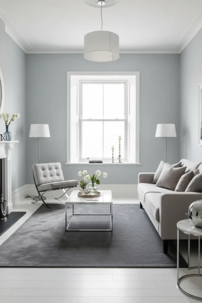 Modern gray living room with clean lines