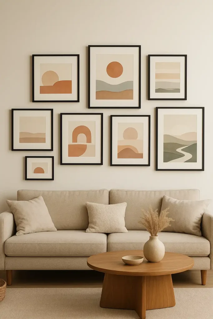 Curated Artwork for Transitional Apartment Living Room Decor