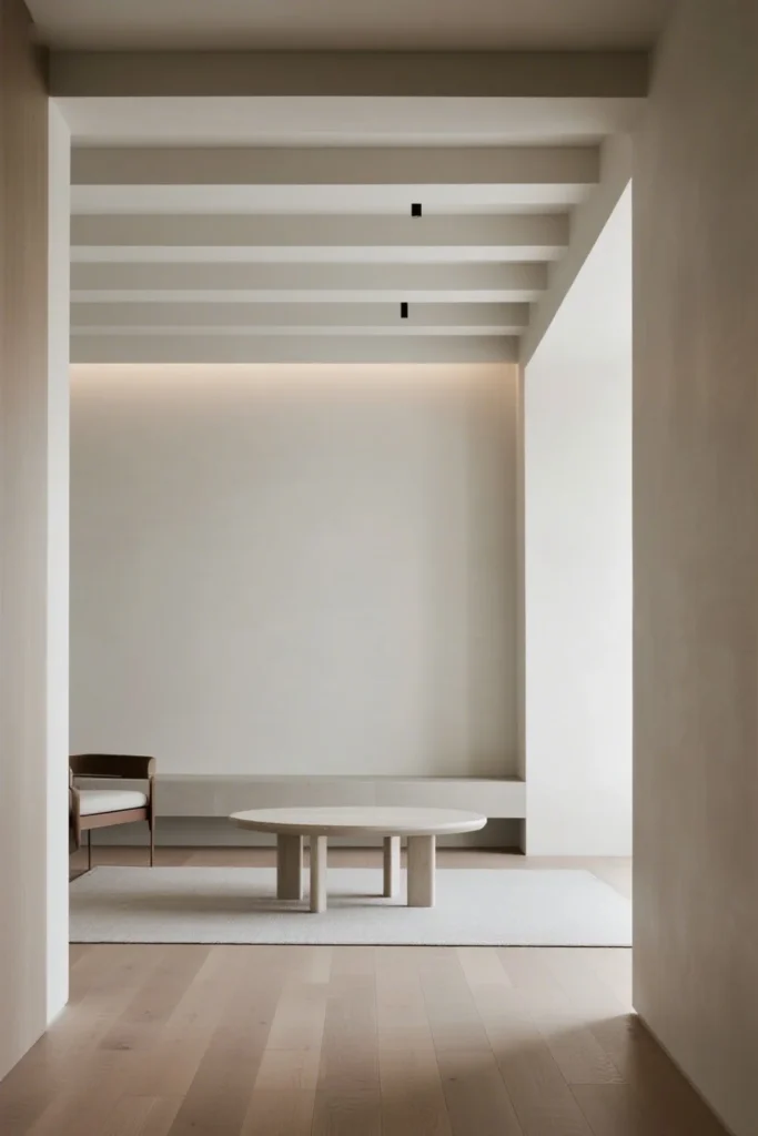 Layered ceiling panels with soft LED lighting
