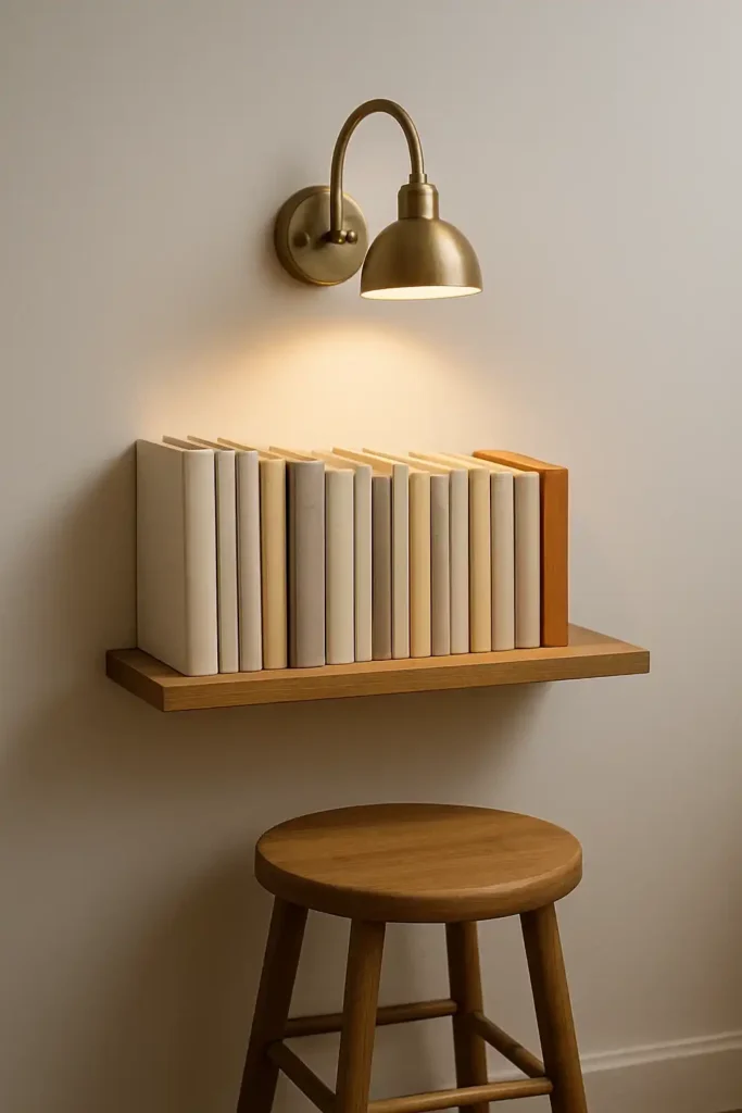 Floating Shelf with Wall-Mounted Reading Light