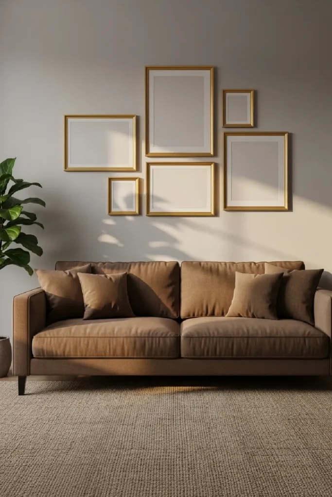 Elegant living room with gold accents