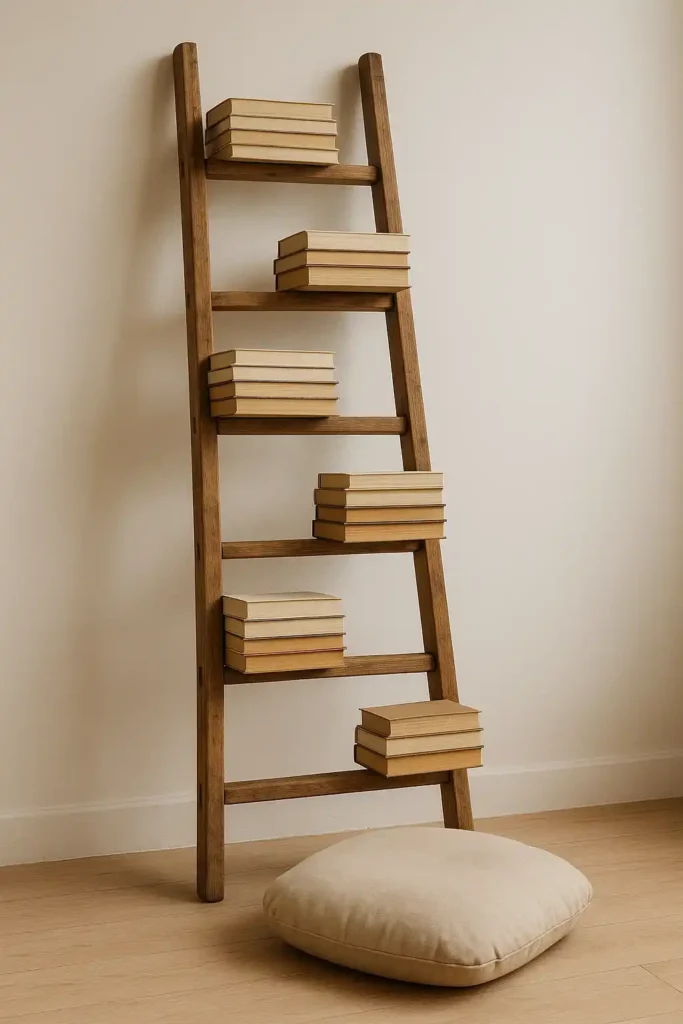 Ladder Bookshelf with Floor Seating