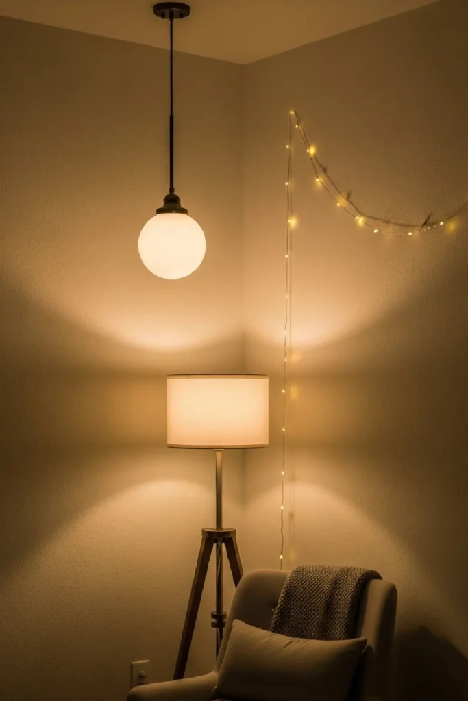Mixed lights creating warm textured glow