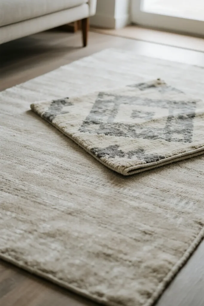 Layered rugs add warmth and texture