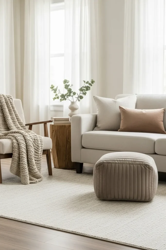 Neutral room with layered soft textures