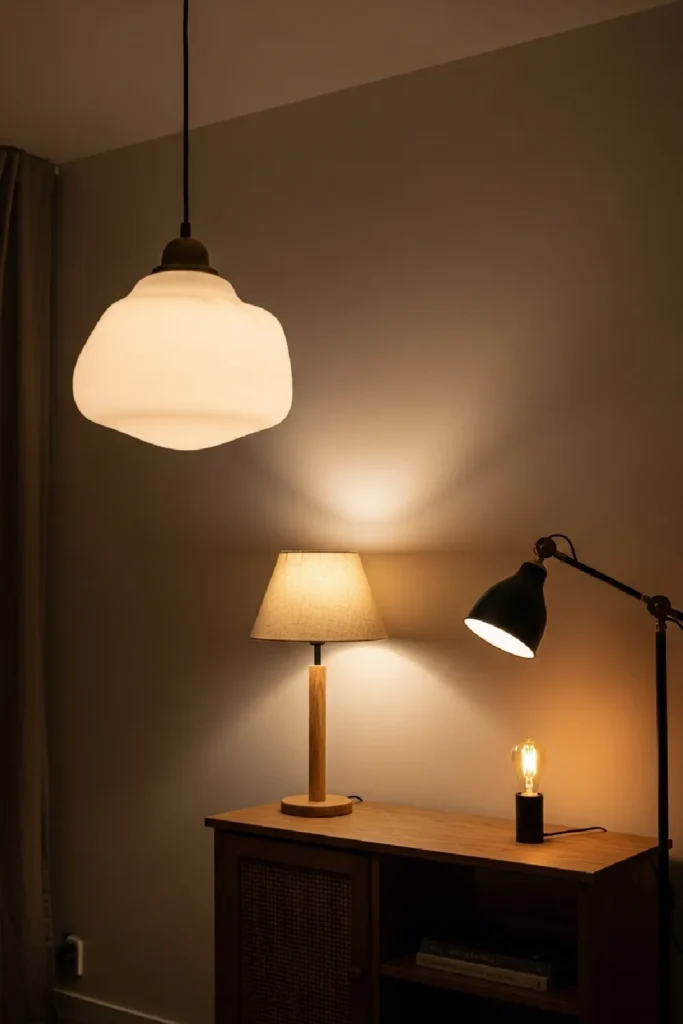 Layered warm lighting creating calm ambiance