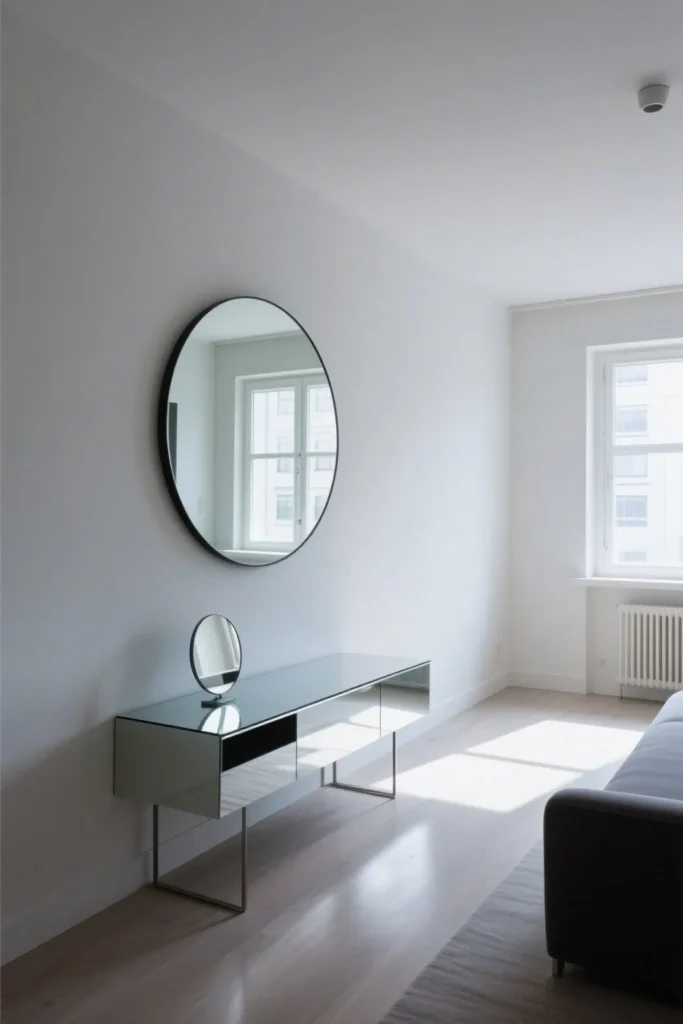Mirrors to Expand Space for Transitional Apartment Living Room Decor