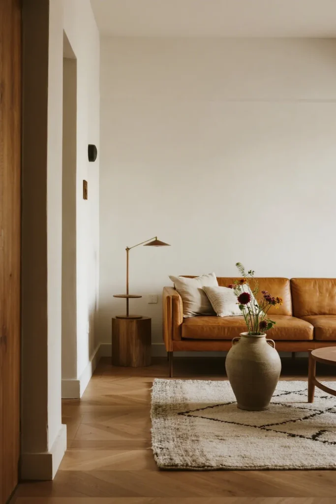 Layered textures in cozy modern space
