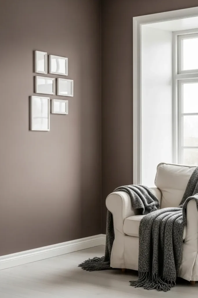 Warm mushroom gray living room with coziness