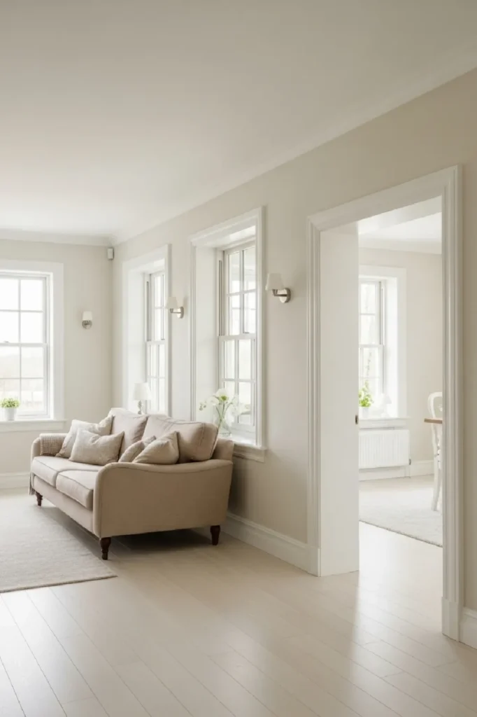 Neutral-toned living room with soft light