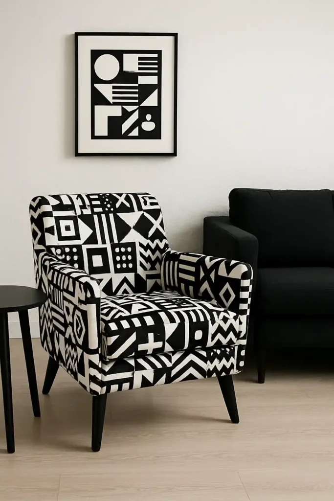 Patterned Black and White Chair