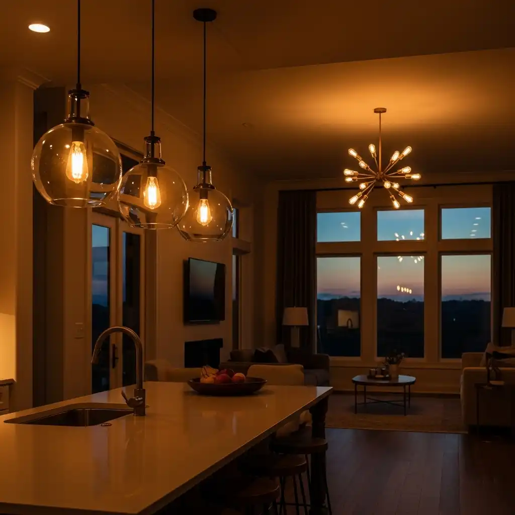 Pendant Lights Define Zones
