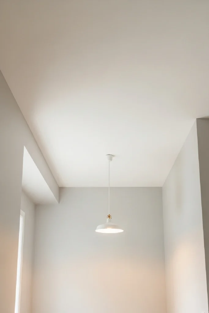 Bright white ceiling with soft light