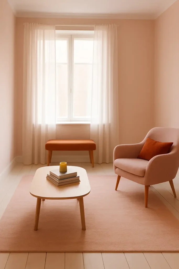 Soft Pink with Burnt Orange Touches