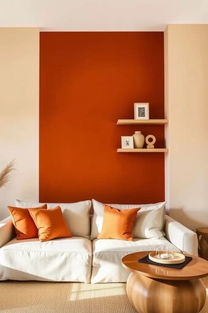 Terracotta and beige living room with warmth