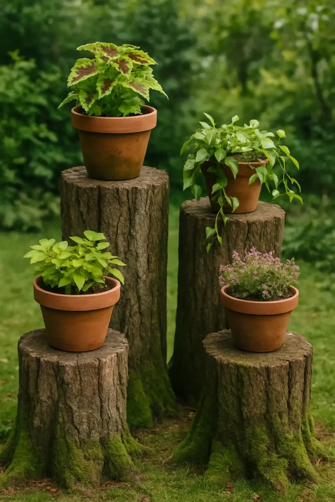 Tree Stumps as Plant Stands