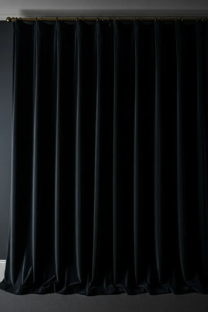 Dark curtains creating restful sleep space