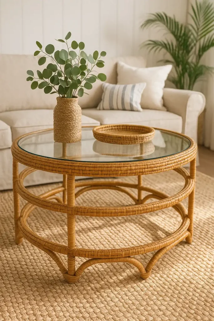 Woven Rattan Table