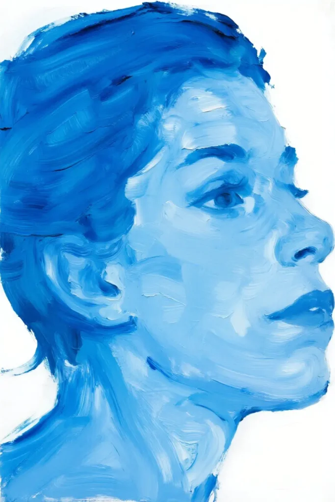 Abstract blue and white modern textured painting