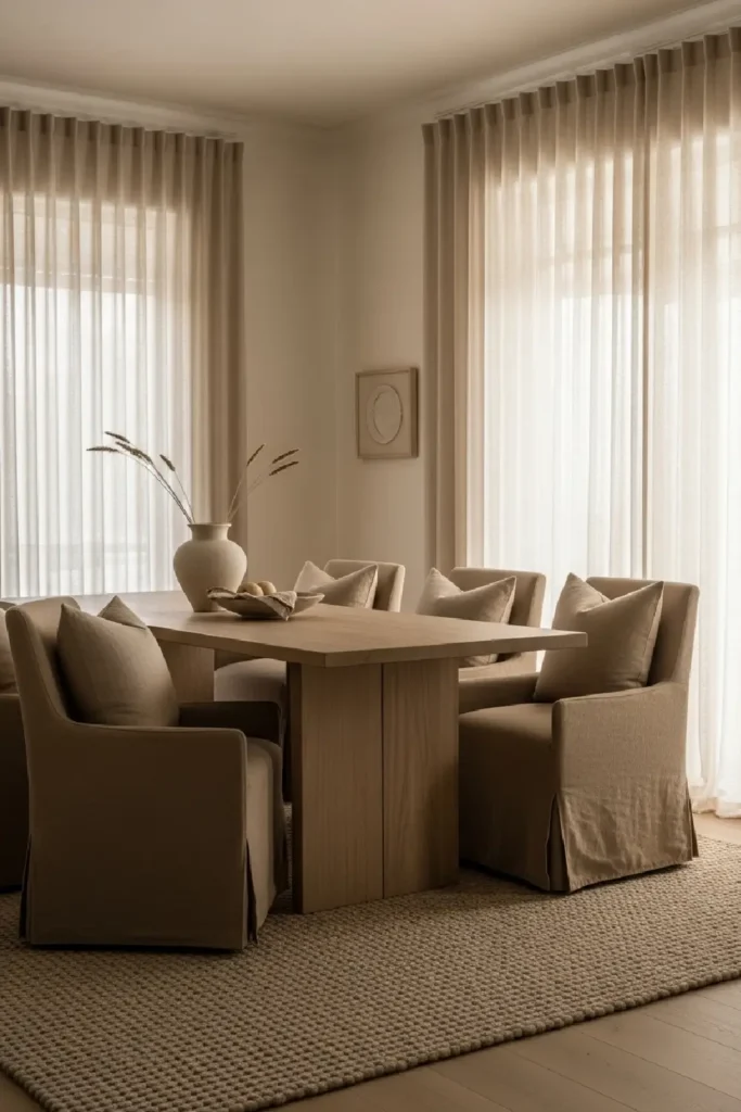 Calm beige tones with soft textures