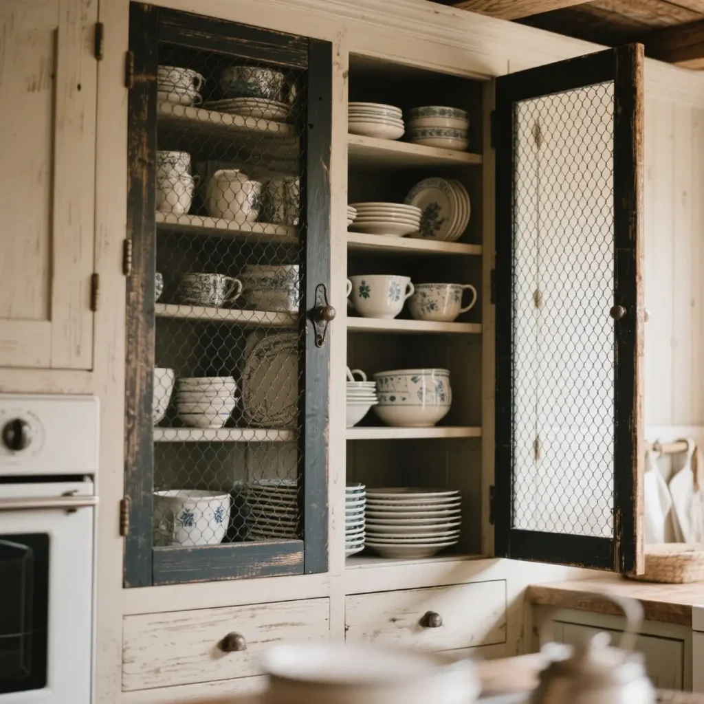 Chicken Wire Cabinet Doors