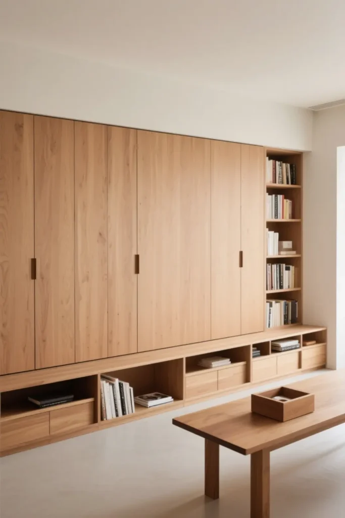 Hidden Storage for Japandi Living Room