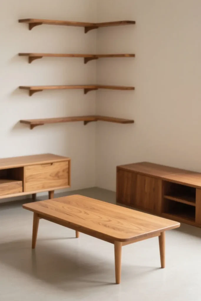 Natural Wood Furniture for japandi living room