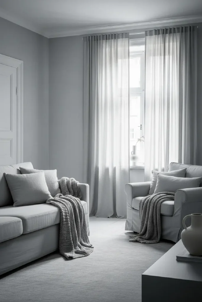 Soft gray walls with muted tones